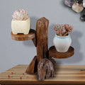 Handmade Wood Plant Stand for Succulents Living Room Desktop Balcony Bay Window Pure Crafted Plant Holder Decor