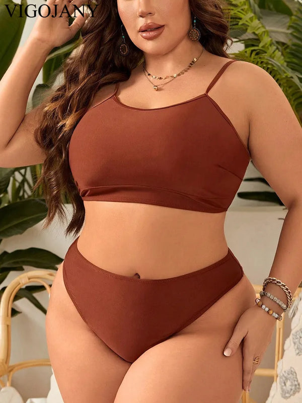 VigoJany Solid High Waist Skirt Plus Size Swimwear Women | SAMAG