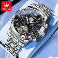 OLEVS 9910 Mens Watch Original Luxury Brand Waterproof Luminous  Automatic Mechanical Watch Dual Calendar Watch Box Reloj