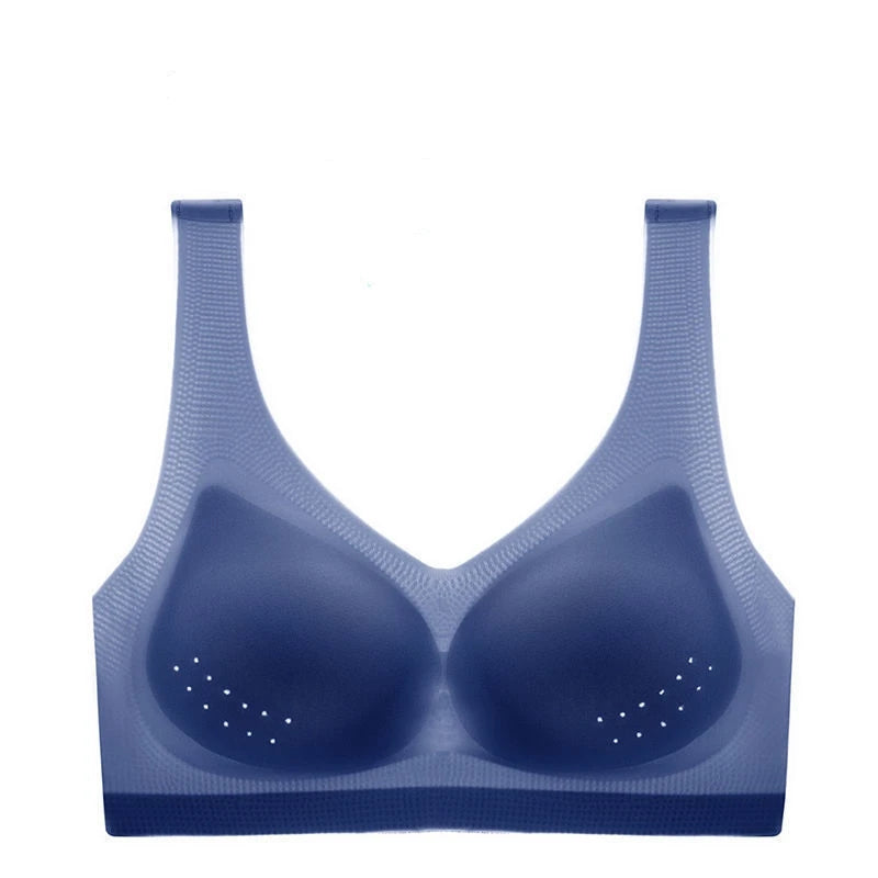 Women's Traceless Bra Thin Summer Cool Feel No Steel Rim Show Chest Sports Beauty Tank Top Small Chest Gathering Bra Underwear