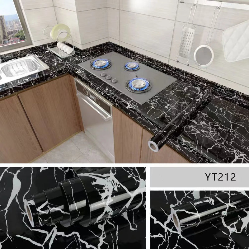 PVC 40cm Waterproof Marble Self-Adhesive Wallpaper Bathroom Cabinet Countertop Contact Paper Waterproof Wall Sticker