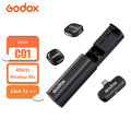 GODOX C01 Kit2 Wireless Lavalier Microphone with Charging Case for Smartphone Mic with 200ft Range for Vlog Shooting Commuticate