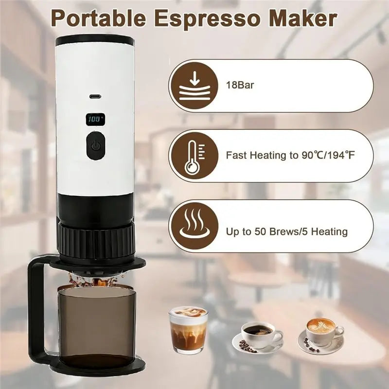 B82B-Vacuum Coffee Maker For Travelling, Wireless Portable Coffee Machine Single Serve 3-In-1 Vacuum Pressure