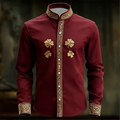 New Men's Floral Long Sleeved Shirt with Gold 3D Clover | SAMAG