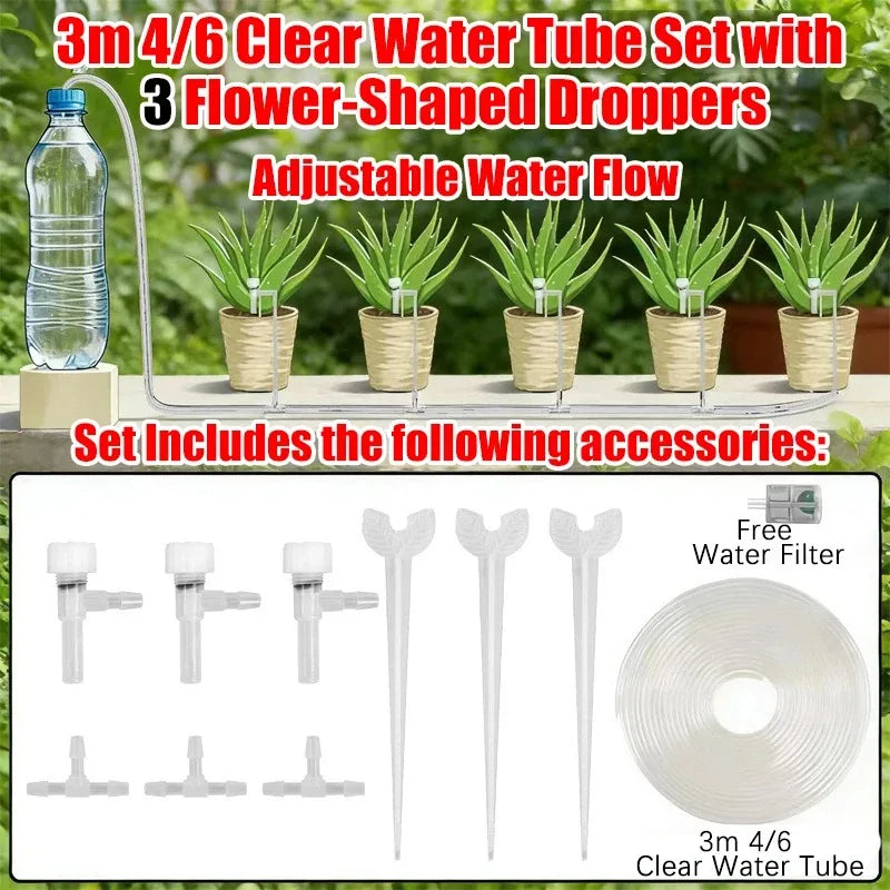 4/7mm Micro Drip Irrigation Kit 2-20m Adjustable Automatic Watering System for Garden Greenhouse Flower Beds Potted Plants