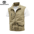 Tops 2025 New Summer Men Outdoor Camping Fishing Webbed Vest Men Sleeveless Many Pocket Tool Gear Loose Thin Vest Male Waistcoat