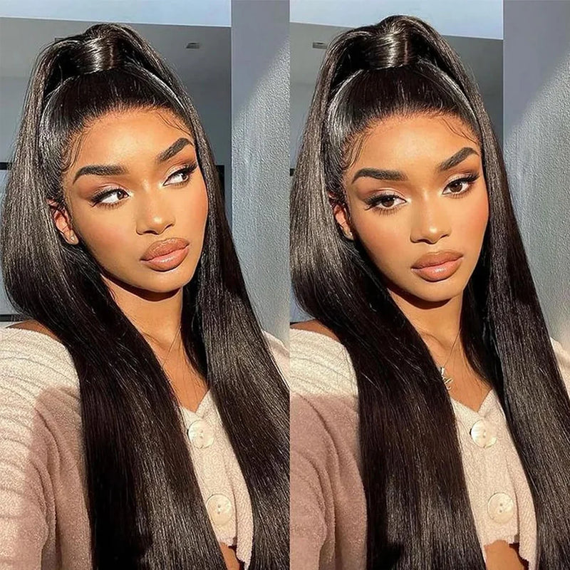 40 Inch Straight Lace Front Wig Human Hair 250% Density 13x6 Transparent HD Lace Full Frontal Glueless Wig Wear And Go Glueless Wigs Human Hair Pre Plucked