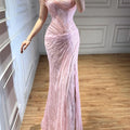 Contessa Custom Pink Lace Evening Dress Prom Strapless | SAMAG