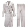 Spring Autumn Male Robe 3PCS Sleepwear Set Ice Silk Kimono Bathrobe Gown Loungewear Loose Casual Satin Homewear Nightwear 3XL