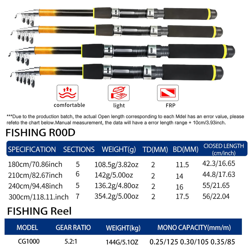 3.0m Orange Carbon Telescopic Lure and Sea Rod Combo - View 2 | SAMAG