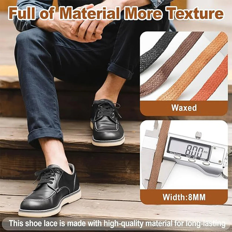 4 Pcs(2 Pairs) Premium Flat Waxed Shoelaces Heavy Duty Replacement Laces for Sneakers Leather Boots Hiking Shoes Men Women