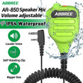 ABBREE AR-850 Waterproof Speaker Mic Adjustable Volume Shoulder Microphone For Baofeng UV-5R BF-888S AR-152 Ham Walkie Talkie
