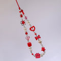 1 Pc Large Red Love Bow Mobile Phone Chain Niche Instagram Style CCD Camera Mobile Phone Hanging Rope