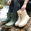 High Quality Men's Mid-Calf Rain Boots Anti-Slip Waterproof Thick Bottom Wear-Resistant Outdoor Fishing Shoes for All Seasons