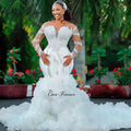 Customized African Ruffles Mermaid Wedding Dress Style - View 6 | SAMAG