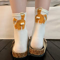 Cat Printed Three Dimensional Mid Tube Socks Sweat Absorbing Breathable Soft Casual Couples Socks for Men Women