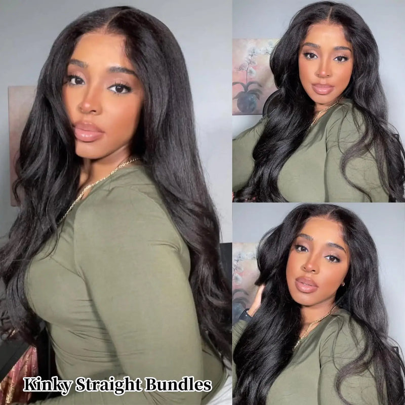 100% Human Hair Indian 12A Kinky Straight 1/3/4 Bundles Raw Virgin Unprocessed Yaki Straight Double Weft Bulk Braiding Hair