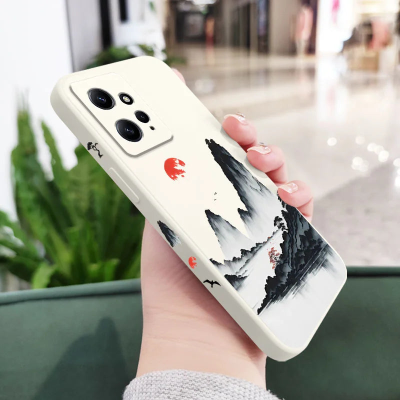 Sunset Red Phone Case For Xiaomi Redmi Note 13 12 12S 11 11S 10 10T 10S 9 9S 8 7 Pro Plus 4G 5G Liquid Silicone Cover