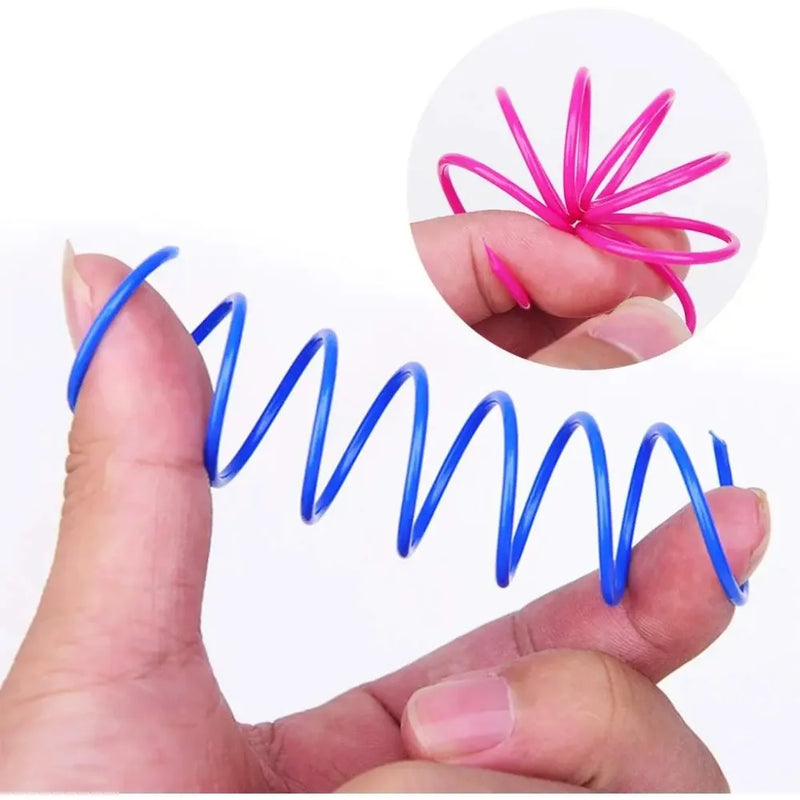 4Pcs Cat Spring Toy, Cat Spiral Toys Interactive for Indoor Colorful Cats Plastic Springs Coil for Kitten Hunting Swatting
