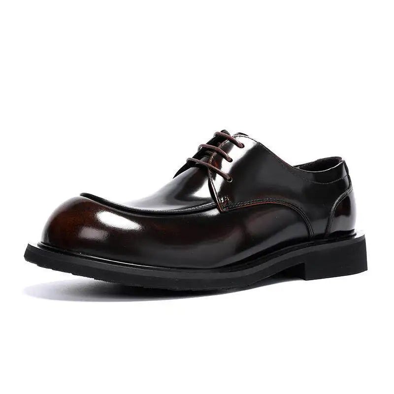 Men's Genuine Leather Glossy Loafers Wide Feet Big Size Summer British Style Round Toe Big Head Formal Casual Dress Shoes