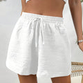 Solid Color Elastic Waist Shorts with Fake Drawstring | SAMAG