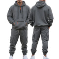 Men's Heavyweight Fleece - Lined Casual Tracksuit Set for Winter - Loose - Fit, Half - Zip, 2 - Piece - View 9 | SAMAG