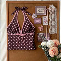 Women Swimwears Polka Dot 2-Piece Tankini Set Halter V | SAMAG