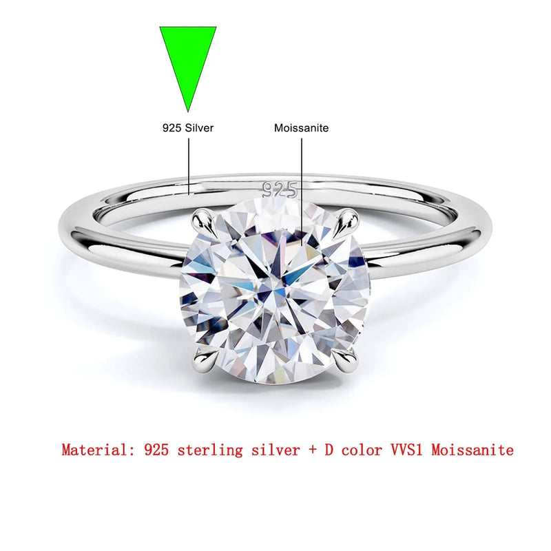 SDOOU Elegant 14K Gold Filled Six Claw Solitaire Moissanite Ring 1/2/3ct D VVS1 Round Cut  Everyday Wear Jewelry Gift for Women