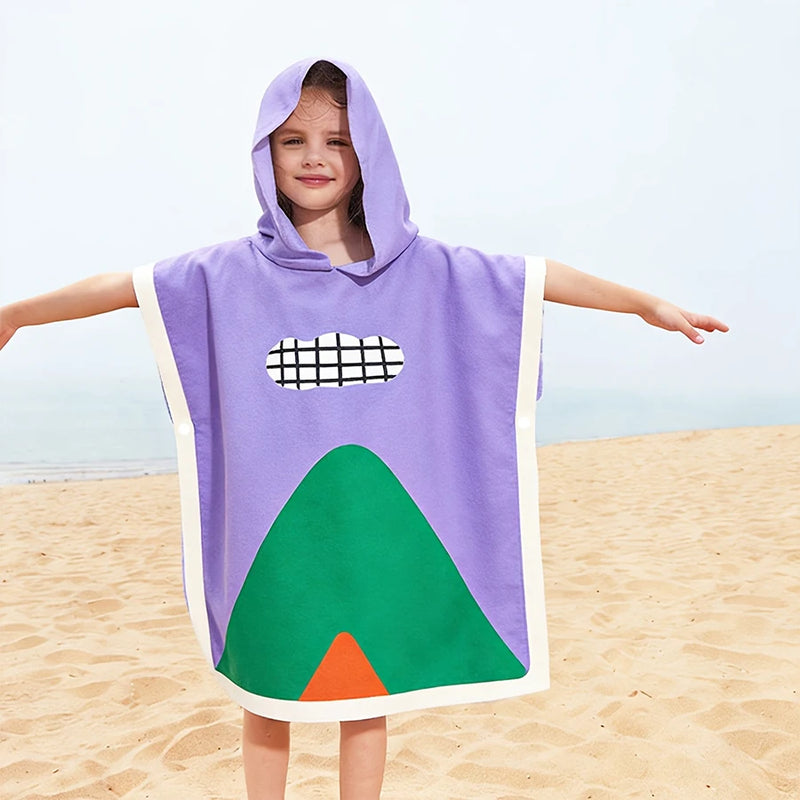 1Pc Children's Bath Towel, Soft and Skin-Friendly Children's Bathrobe, Colorful Cartoon Children's Hooded Bath Towel, Lightweight and Absorbent - Portable - Foldable Cartoon Multifunctional Children's Beach Towel, Essential f