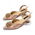 2026 Italian Peach Gold Rhinestone HAND CRAFTED UPPER Pointed Toe Women High Heels Shoes and Bag Set Elegant Party Shoes