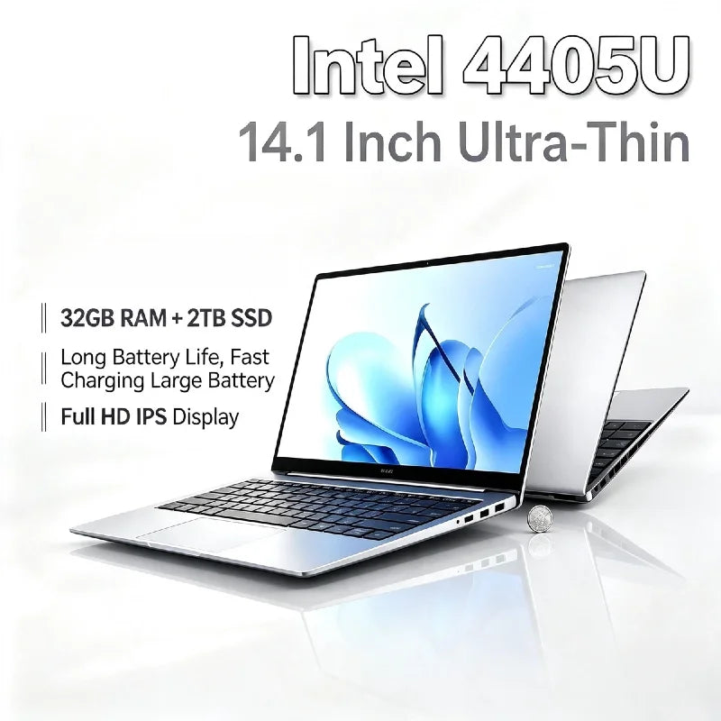 Intel Pentium 4405U 14.1 Inch Ultra Slim Laptop 2C4T 2.1GHz 16GB DDR4 2TB SSD 1920x1080 Gaming Office Study Pro Max