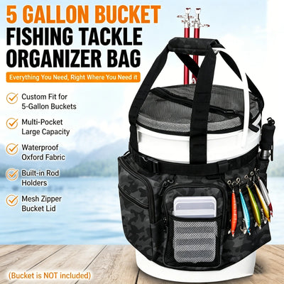 5 Gallon Bucket Fishing Tackle Organizer Bag Waterproof | SAMAG
