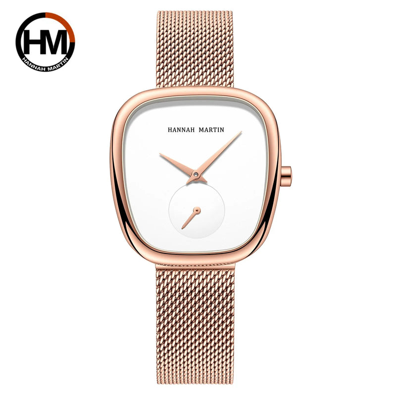 Local Shipping Women Watch With Stainless Steel Mesh Strap 34mm Rose Gold Dial Oval Clock Creative Timing - Visuel 12 | SAMAG
