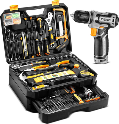 DEKO Home Mechanic Toolbox with 12V Power Cordless Drill Hand Repair Tools Sets Combo Kits Storage Organizer Drawer | SAMAG