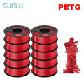 SUNLU PETG 3D Filament 1KG Biodegradable 1.75MM 10Rolls Bright Color Good Toughness Excellent Acid Alkali Weather Resistance