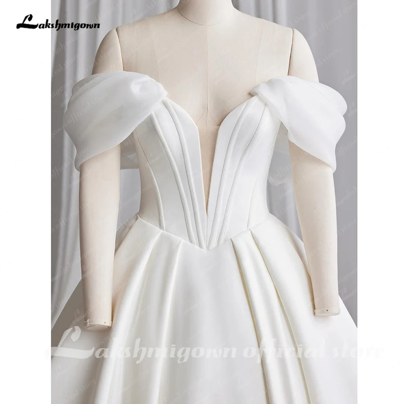 Lakshmigown Off The Shoulder Crepe Satin A - Line Bridal - View 3 | SAMAG