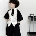 Summer Boy Clothing Set Patchwork Shirt+ Black Shorts - View 3 | SAMAG