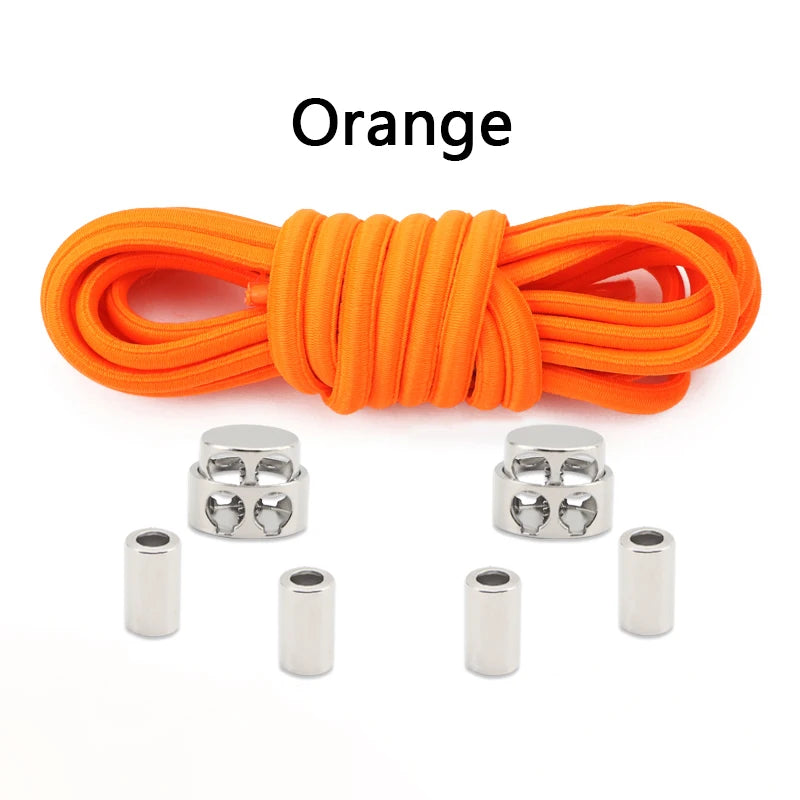 Oval Elastic Shoelace Metal Buckle Laces Unisex Quick-On/Off Shoelaces for Sneakers and Boots 1Pair/2Pair