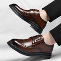 Men's Brogue Leather Shoes Fashionable Comfortable Business Formal Retro Derby Shoes UK Style Carved Floral Design-sjx26