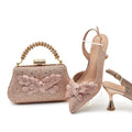 New Arrival Shoes for Women High Heel Rhinestone Paired with Handmade Petal Pointed-Toe Italian Shoes and Bags Matching Set