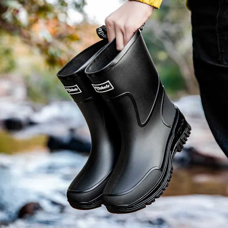 36-47 Size Wear-resistant Thick-soled Rain Boots Men's Outdoor Fishing Shoes Work Boots Non-slip Waterproof Men's Rubber Shoes