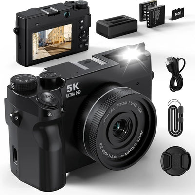5K Digital Camera for Photography, 75MP Point and Shoot | SAMAG