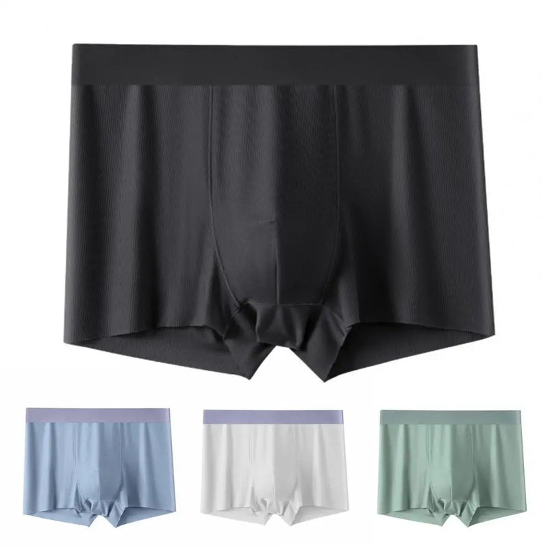 Men Boxers Thin Breathable Soft Ice Silk Seamless Daily Wear Anti-septic High Elasticity Male Underpants Men Underwear