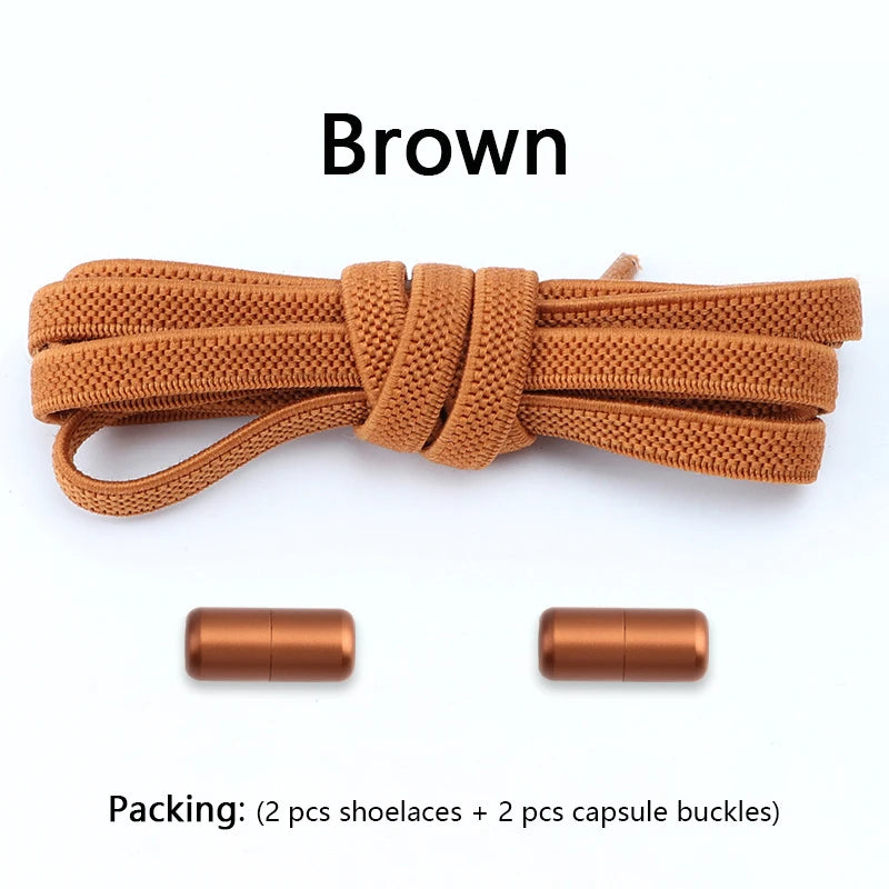 Flat Shoe Laces Without Ties Colored Matte Metal Lock Lazy Shoelaces for Men and Women Casual Shoes Elastic Shoelace 1 Pair
