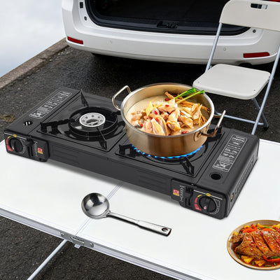 Portable Camping Stove with Storage Case, 2 Burner | SAMAG