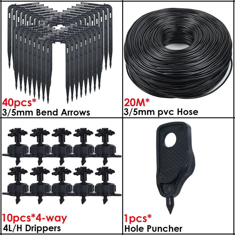KESLA Greenhouse Drip Irrigation 4-Way 3/5mm 2-Way Drip Arrow Transmitter Garden Automatic Watering System Potted Plant 10/20set