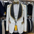 High End Beading Jacquard Men's Formal Suit Set, 3-Piece Paisley One Button Blazer Vest Pants Set, Luxury Costume Tuxedo Set