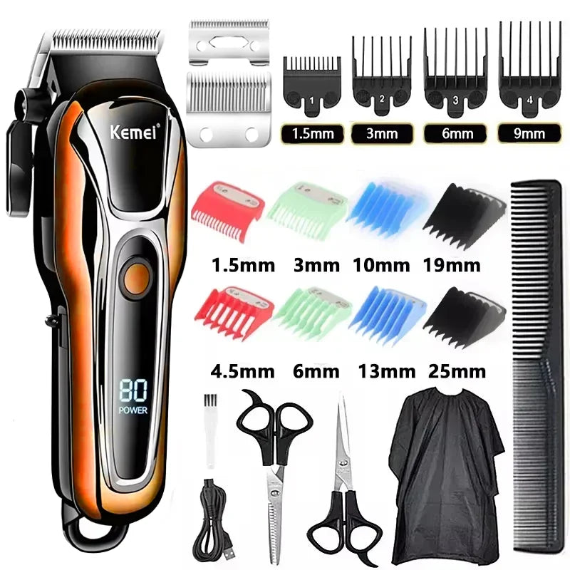 Kemei PG1990A Rechargeable Men's Hair Clipper Professional Cordless Men Hair Trimmer Hair Cutting Machine Barber for Men