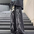 Printed Black Baggy Jeans Pants Men Straight Oversize | SAMAG