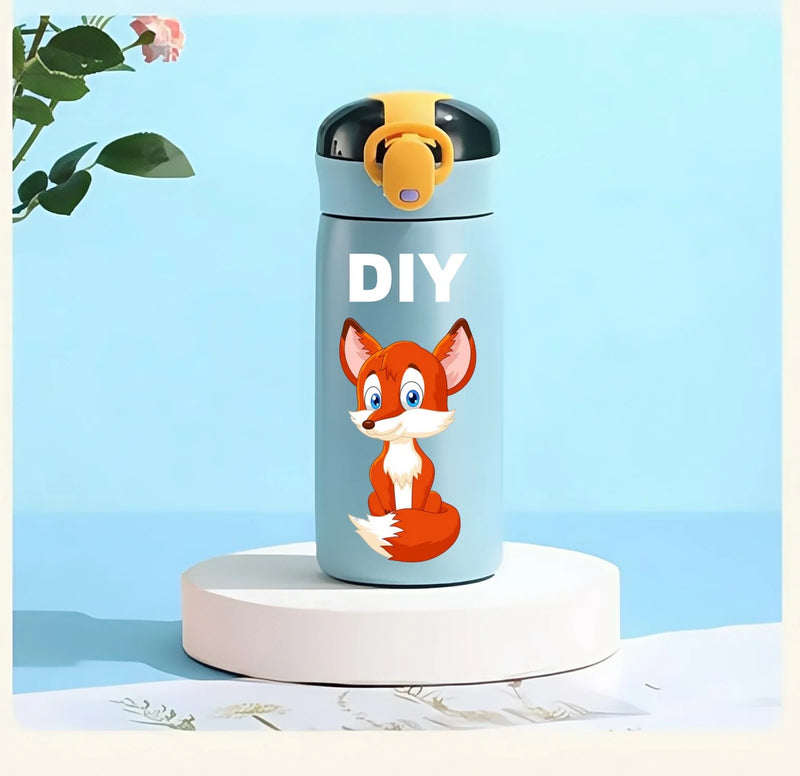 DIY 460ml Portable Kids Thermos Mug With Straw Stainless - Visuel 2 | SAMAG